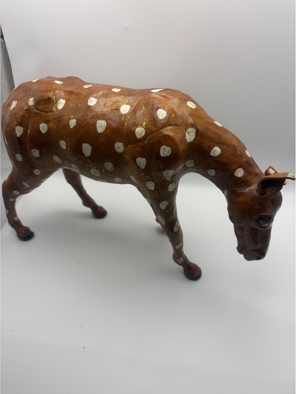 Vintage Handcrafted leather Brown Spotted Deer Figurine
